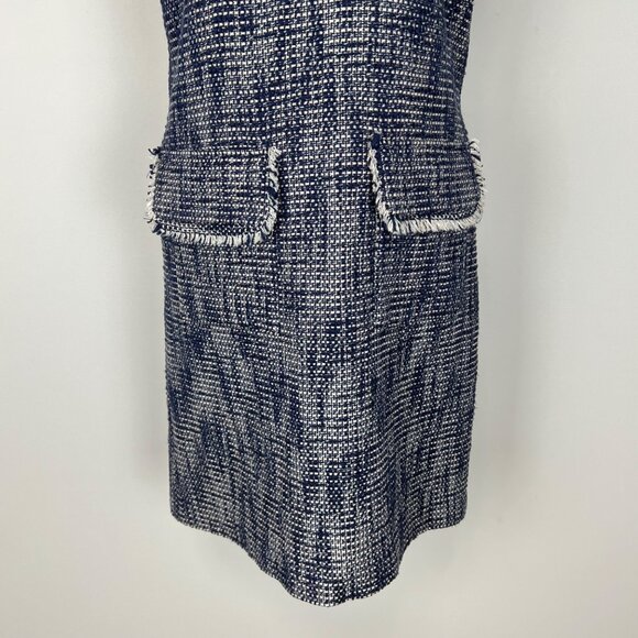 Sail to Sable STS Womens Tweed Fringe Dress Blue White Short Sleeve size 2 - Picture 3 of 12